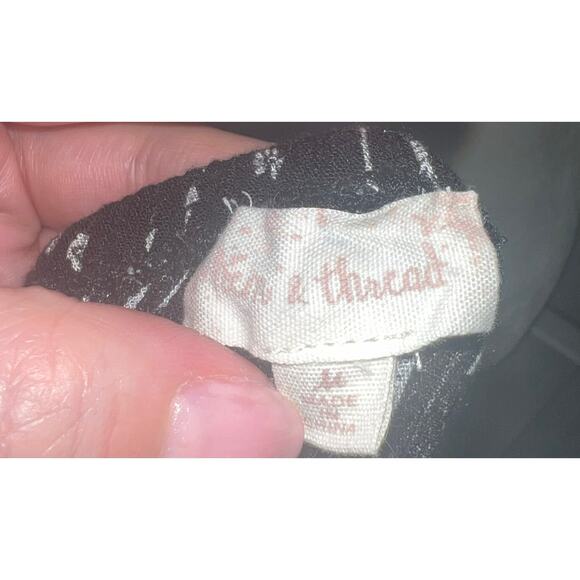 Hem & Thread Boho Mini Dress Shift Dress Black/White Southwestern Off Shoulder M - Picture 2 of 2